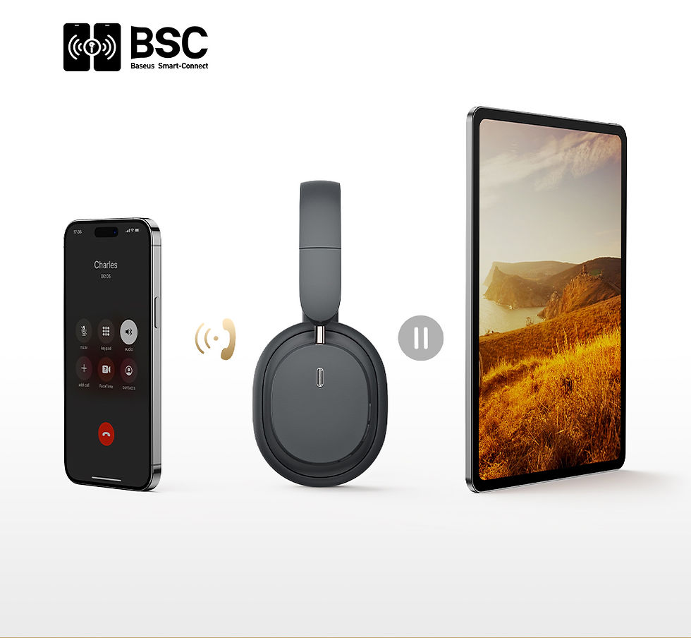 Thumbnail: Wireless headphones connected to a smartphone and tablet