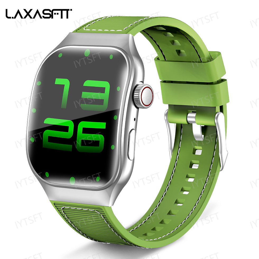 Thumbnail: Laxasfit smartwatch with green strap and digital display