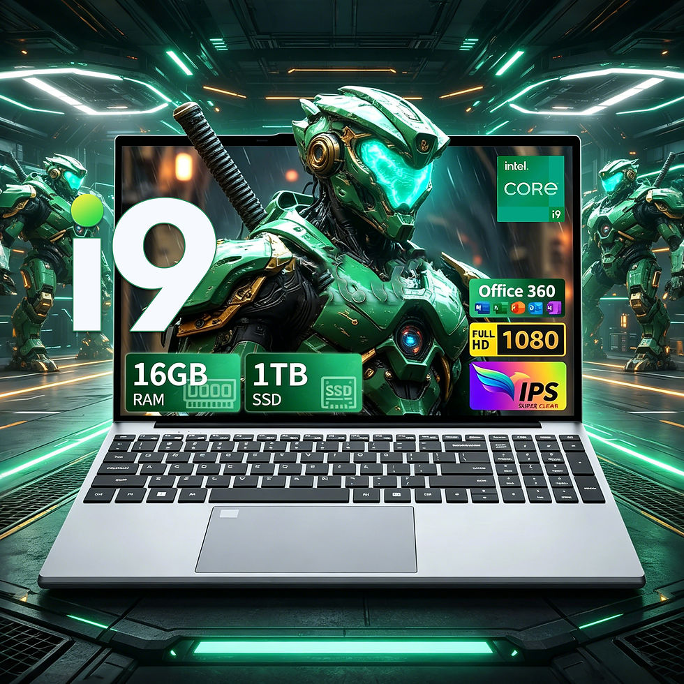 Kamrui Gaming Laptop displaying i9, 16GB RAM, and 1TB SSD.