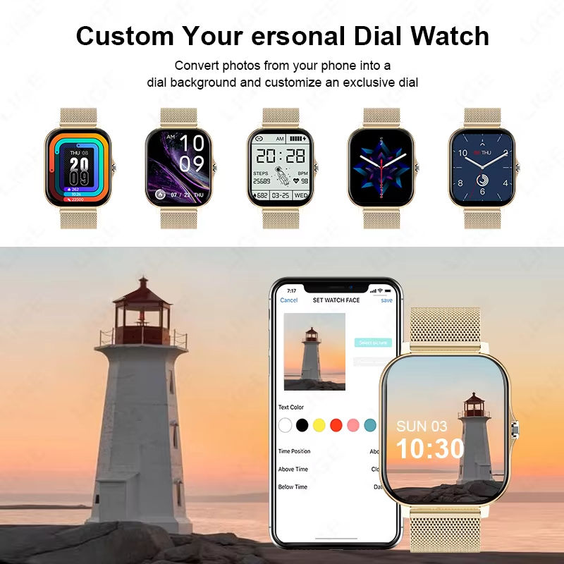Thumbnail: Custom smart watch faces showing lighthouse photo sync.