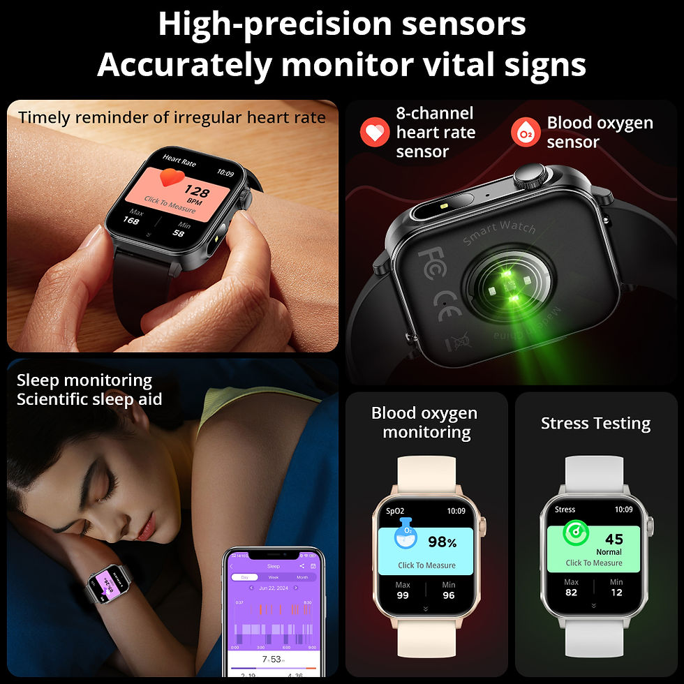 Thumbnail: Smartwatch sensors for heart rate, blood oxygen, and sleep monitoring.