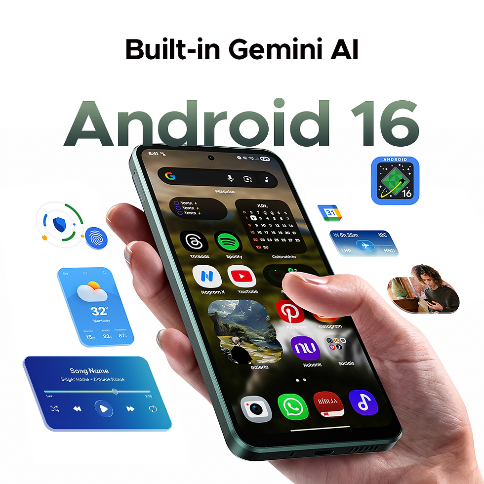 Thumbnail: Smartphone with Android 16 and built-in Gemini AI.