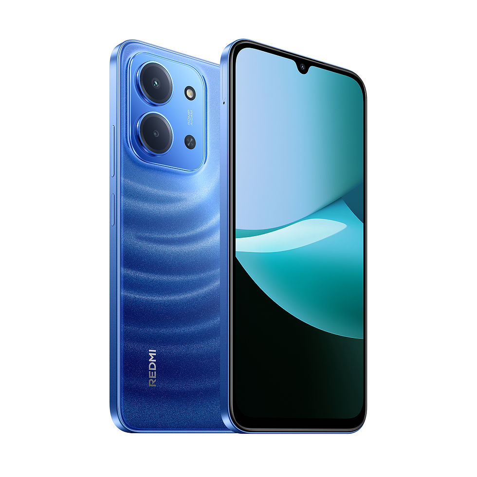 Thumbnail: Blue Redmi smartphone front and back view