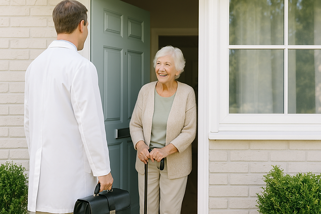 A house call doctor greets homebound patient at the door.png