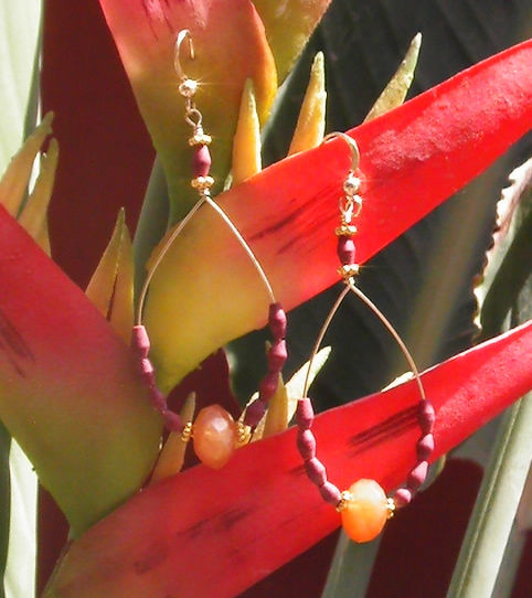 Thumbnail: Carnelian and Red Coral Hoops