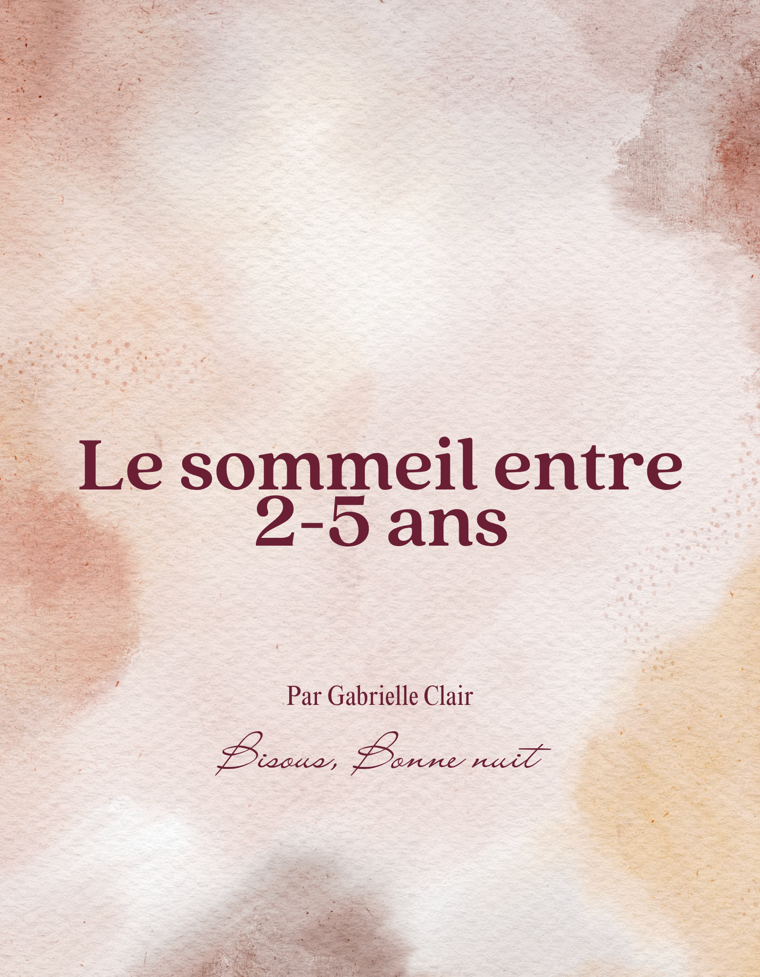 Le sommeil entre 2-5 ans - Prévente