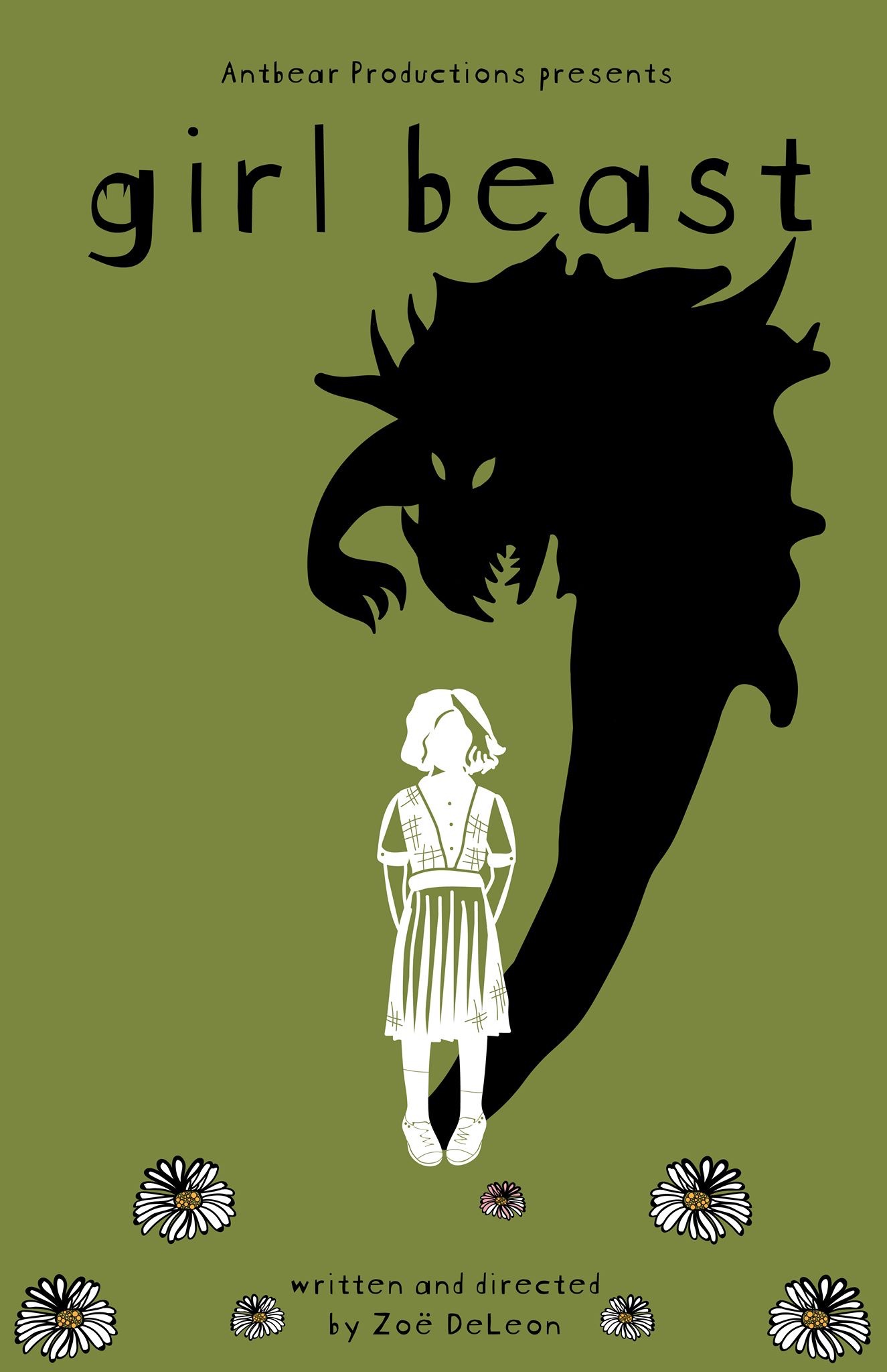 An illustration of a girl with a shadowy creature behind her.