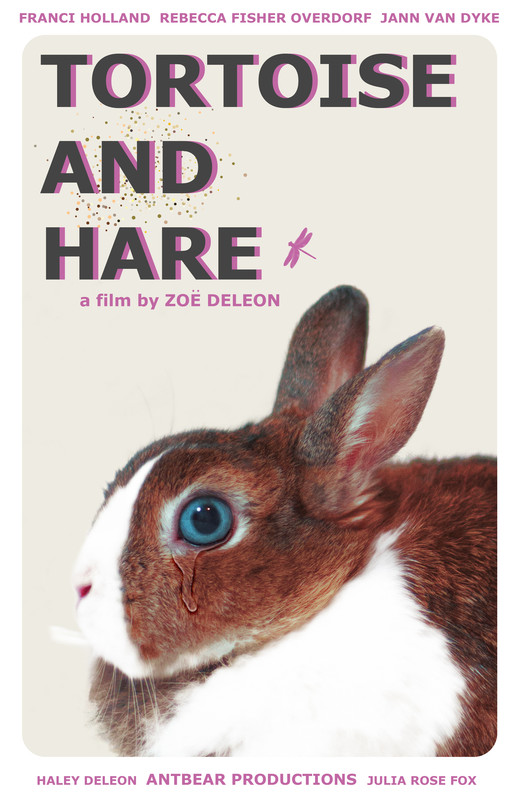 A movie poster depicting a pet rabbit shedding a single tear.