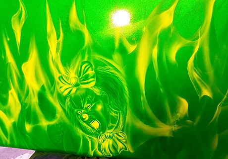 Airbrushed Clowns, Airbrushed Evil Clowns, Airbrushed Scary Clowns, Lowrider Clowns, Airbrushed Clown Paintings, Lowrider Clown Arte, Mexican Clown Art, Airbrushed Clown Girl, Flames and Clowns, Green Flames and Clowns, Evil Clown Paint Job, Clown Airbrush art