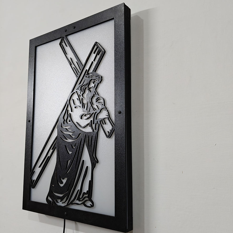 Thumbnail: Backlit Jesus Carrying the Cross – Premium Acrylic & MDF Wall Art