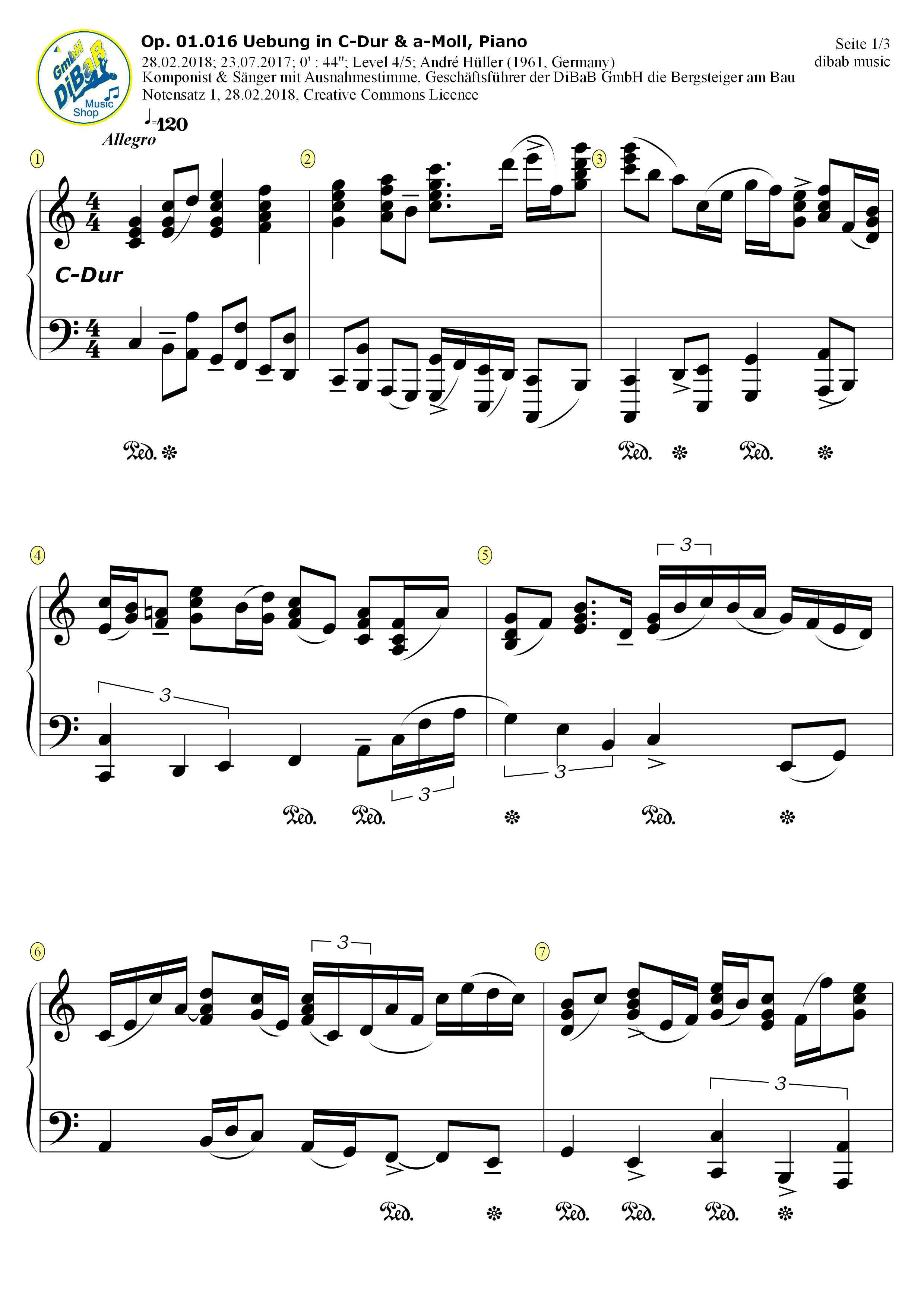 Op. 01.016 2018022801 Uebung in C-Dur & a-Moll, Pn