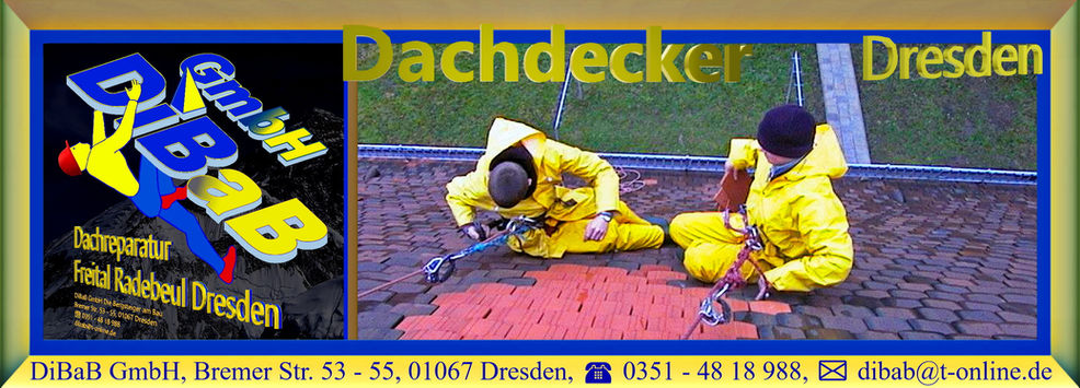 Dacharbeit ohne Gerüst | Dresden | DiBaB GmbH – Dachdecker + Bergsteiger = Dachsteiger & Industriekletterer