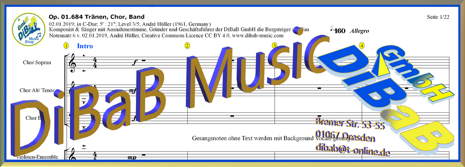Chor Noten • Notenverkauf | Deutschland | DiBaB GmbH – DiBaB Music