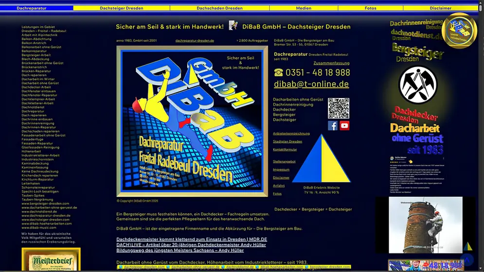 Dachschaden | Dresden | DiBaB GmbH – Dachdecker + Bergsteiger = Dachsteiger & Industriekletterer