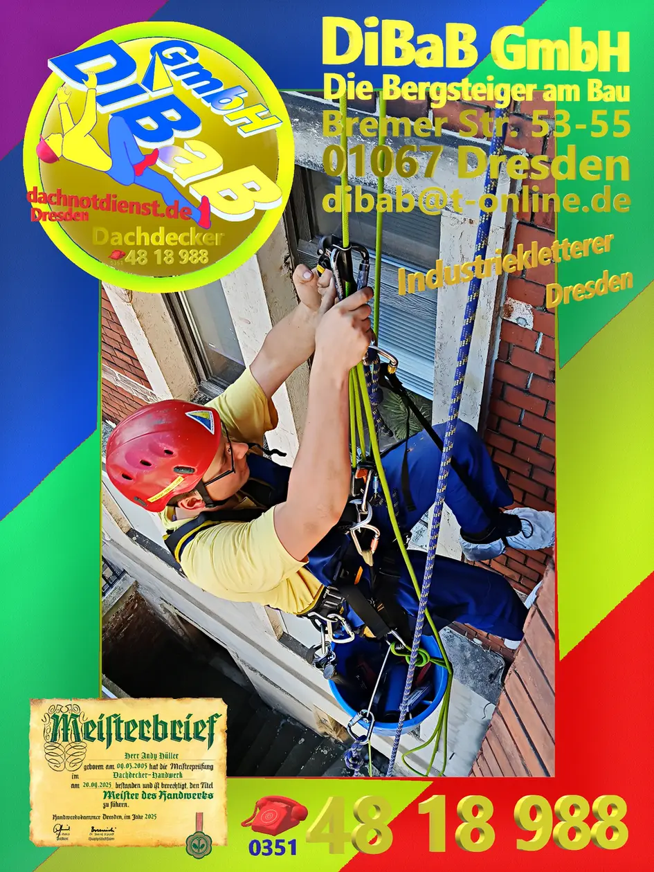 Dachsteiger | Dresden | DiBaB GmbH – Dachdecker + Bergsteiger = Dachsteiger & Industriekletterer