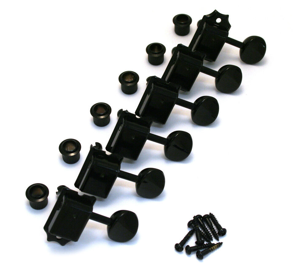 Thumbnail: GOTOH® SD91-05M 6 Inline Guitar Tuners Oval Button ~ Black