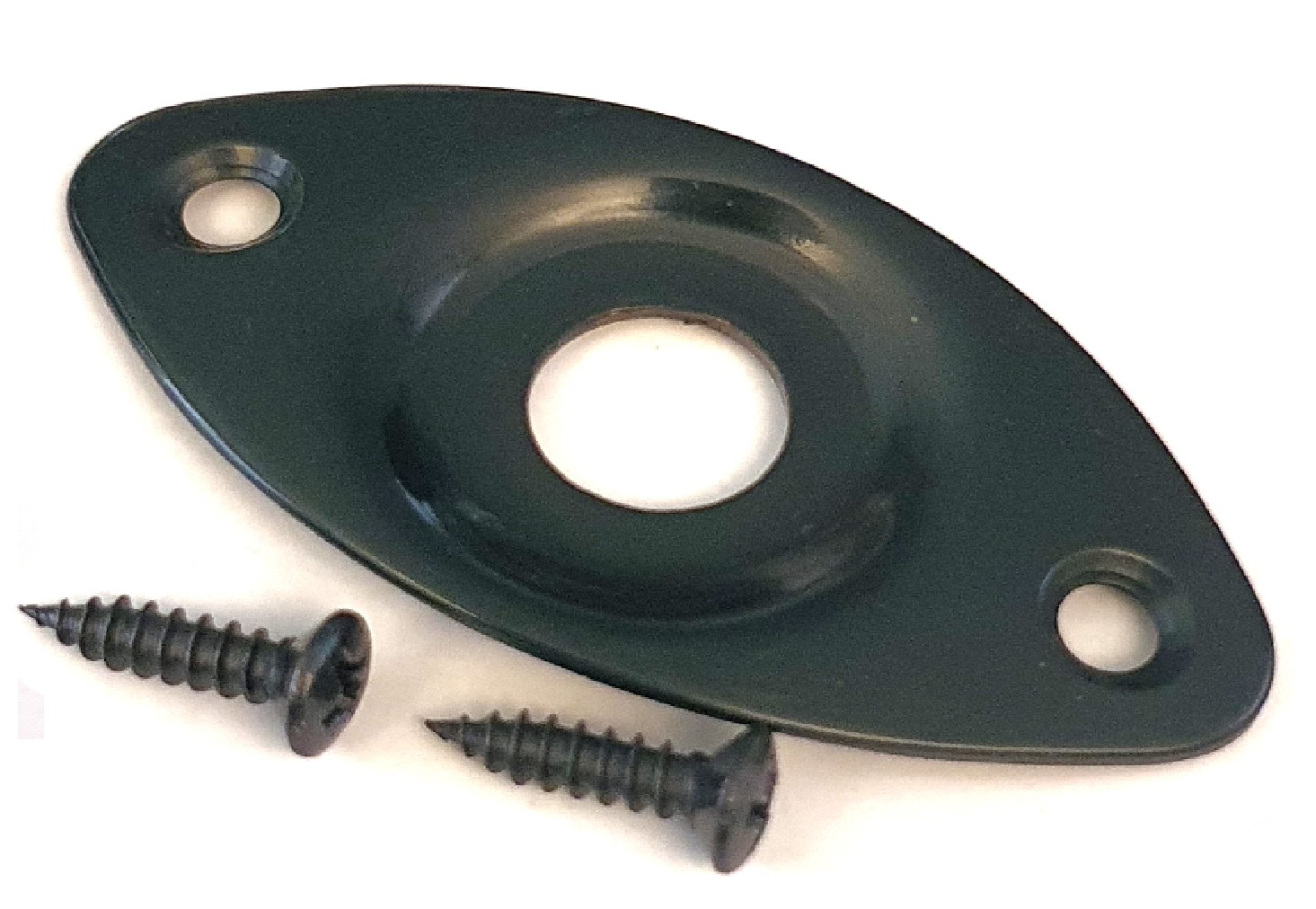 Black Recessed Metal Oval Guitar Jack Plate ~ w/t 2 Screws
