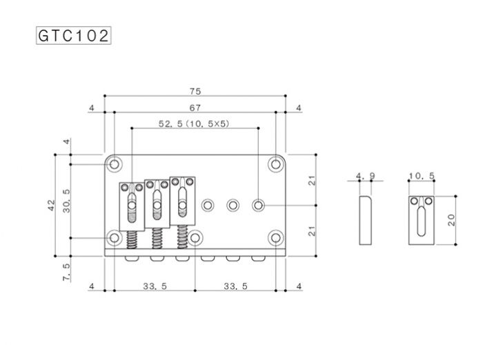 Thumbnail: GOTOH® GTC102 Stratocaster® Hardtail Fixed Guitar Bridge ~ Chrome