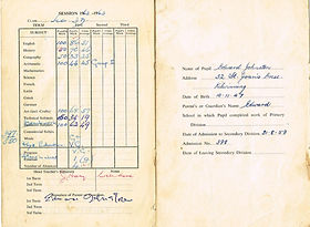 KILWINNING HIGH SCHOOL 1961-1963 REPORT CARD - EDWARD JOHNSTONE