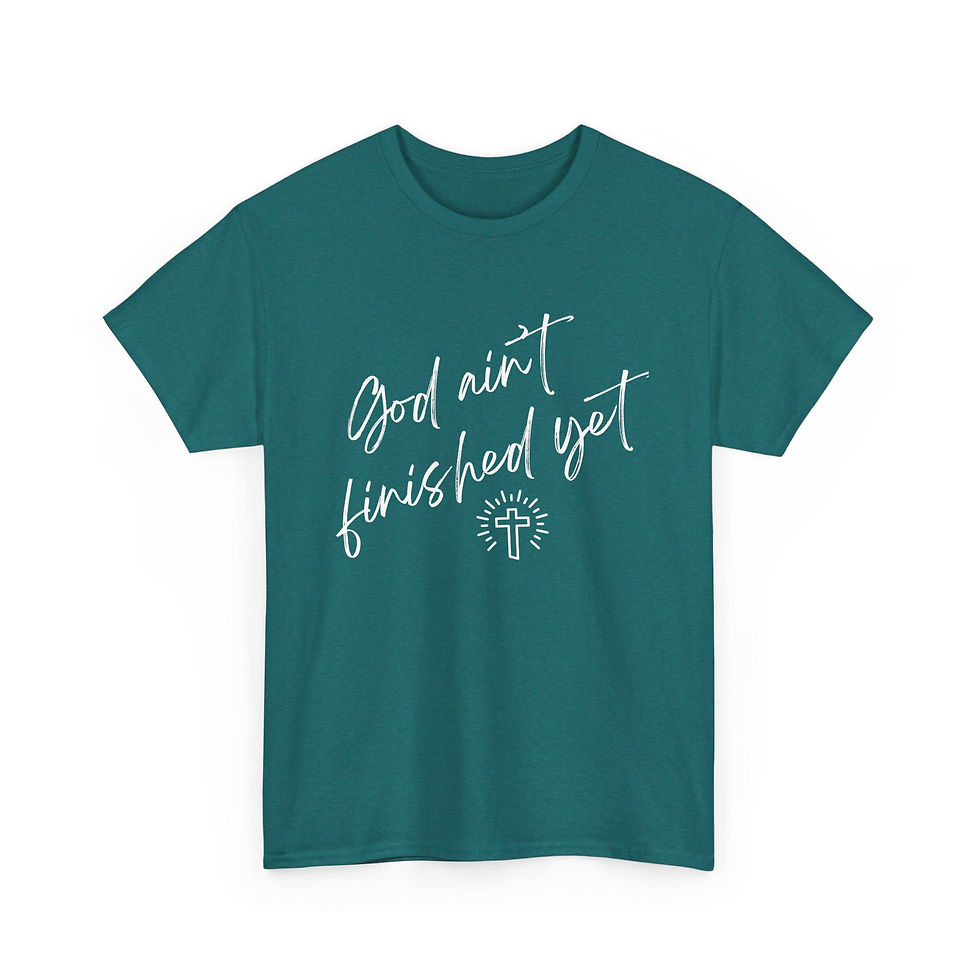 Thumbnail: "God Ain't Finished Yet" Unisex Heavy Cotton Tee (White Logo)