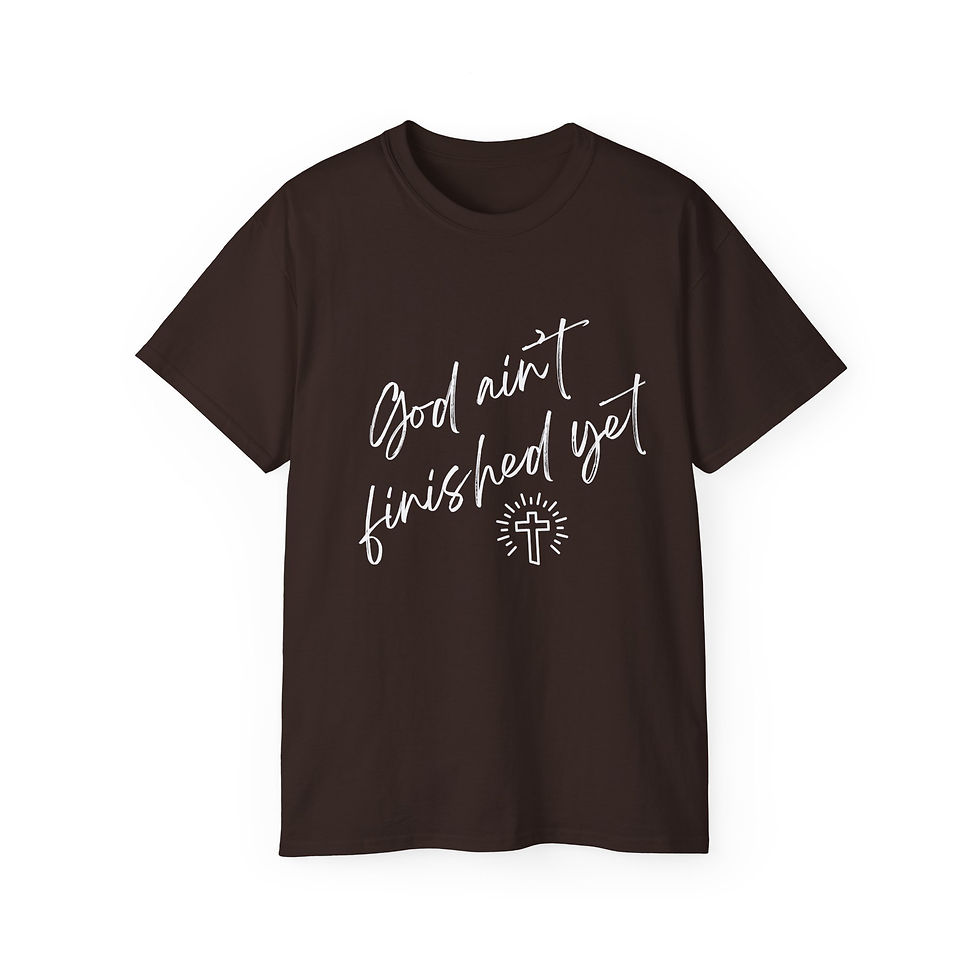 Thumbnail: Retro Radio Station Unisex Ultra Cotton Tee: "God Ain't Finished Yet"