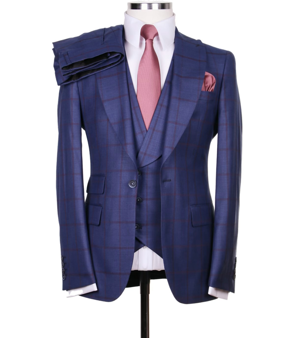 Thumbnail: V12 Italian Design 3 pc Patterned Suit - Peak Lapel