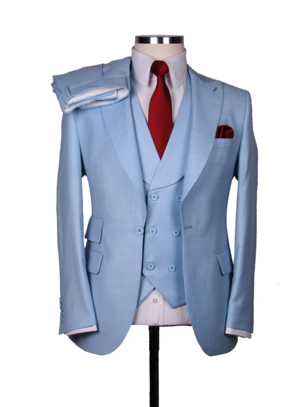 Thumbnail: V12 Italian Design 3 pc Solid Color Suit - Peak Lapel