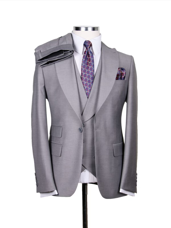 Thumbnail: V12 Italian Design 3 pc Solid Color Suit - Peak Lapel