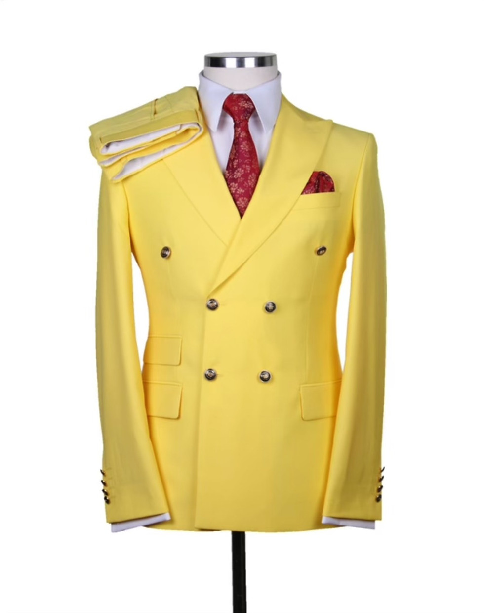 Thumbnail: V12 Italian Design 3 pc Solid Color Suit - Double Breast Peak Lapel