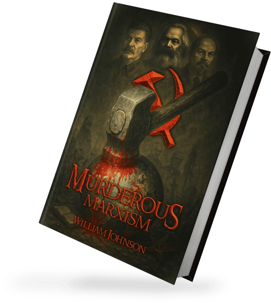 Murderous Marxism book cover by Author Bill Johnson, one of the best books about political history and a leading anti-communist work on the history of communism