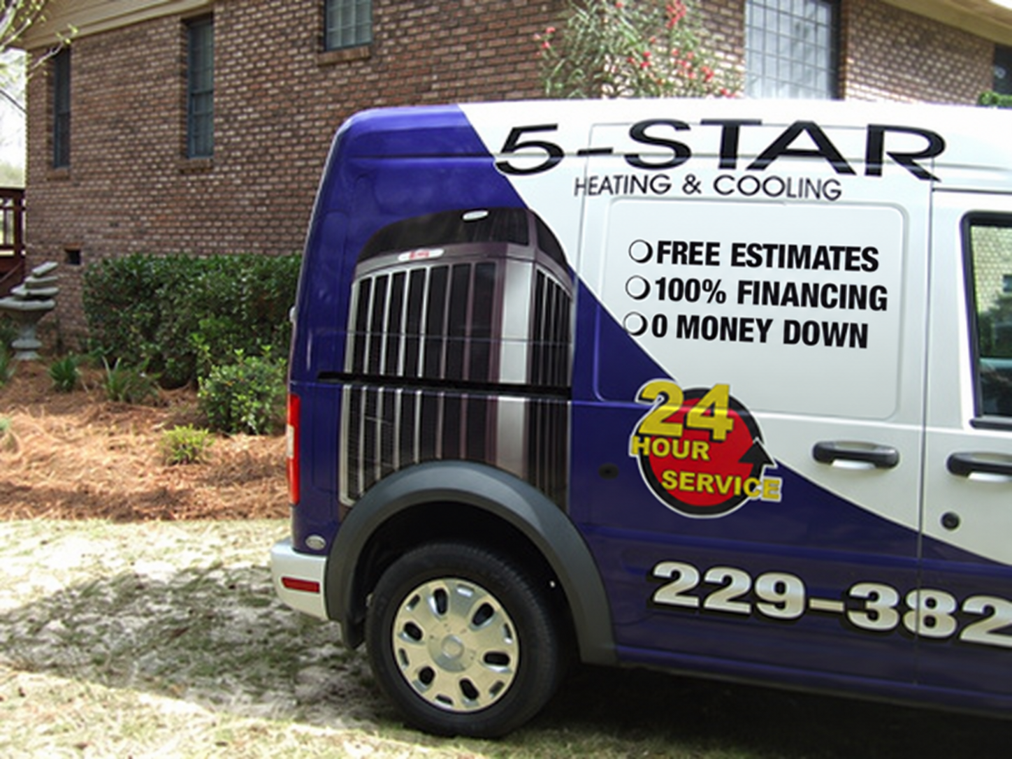 5 Star Heating and Cooling service vehicle