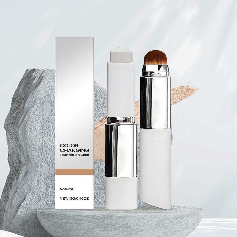 2-in-1 Color-Changing Foundation Stick Liquid Lightweight Moisturizing Brighteni