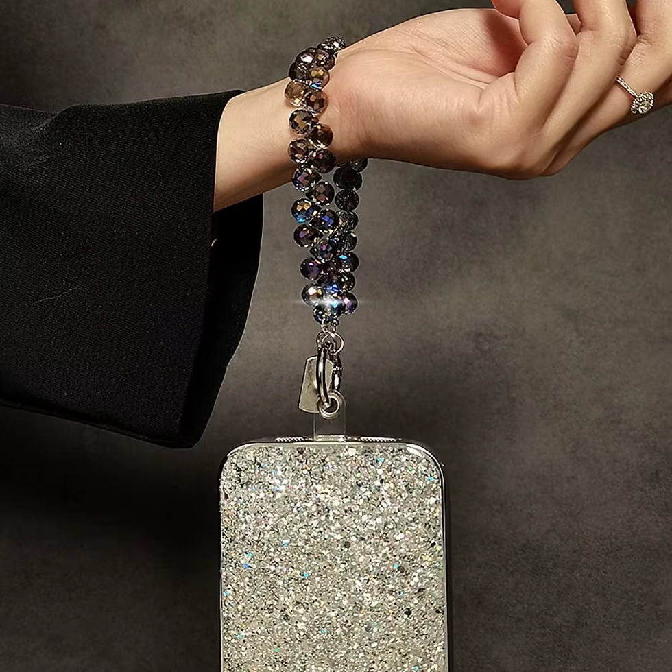 Thumbnail: Colorful Mobile Phone Lanyard Chain Stylish Glitter Crystal Bead Pendant Keychai