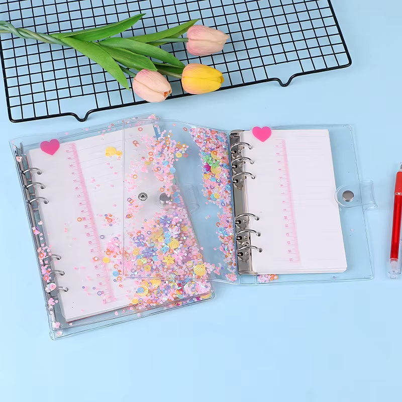 Thumbnail: 2025 A5 A6 Glitter Bead Shell Transparent Notebook Planner Organizer Binder Book