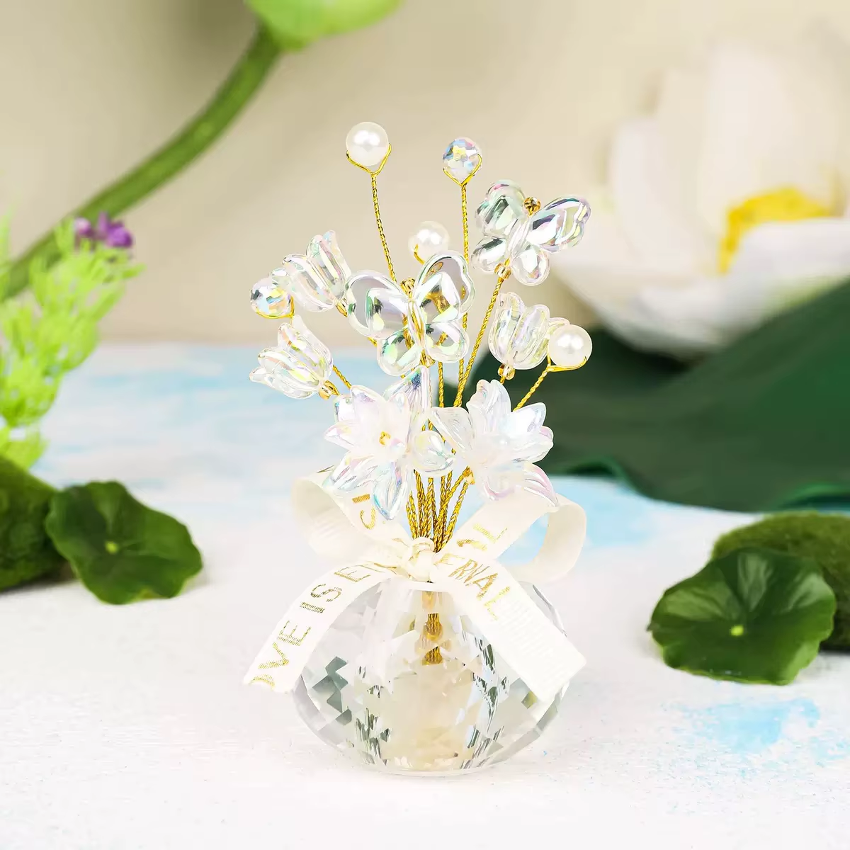 1Pc Lucky Crystal Fruit Car Ornament, Elegant Home & Office Decor with Handcraft