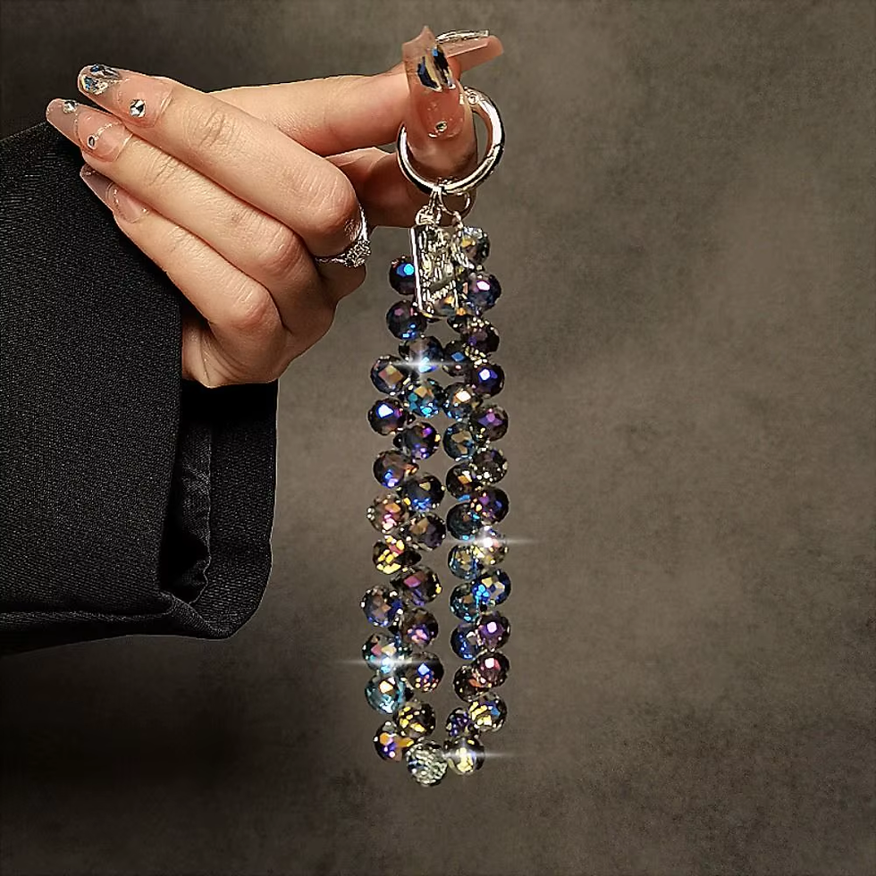 Thumbnail: Colorful Mobile Phone Lanyard Chain Stylish Glitter Crystal Bead Pendant Keychai
