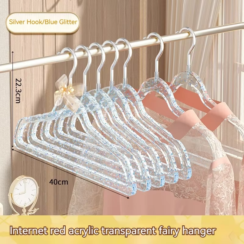 Thumbnail: Acrylic Transparent Glitter Hanger Clothes Non-Slip Rack Dry and Wet Wardrobe Ho
