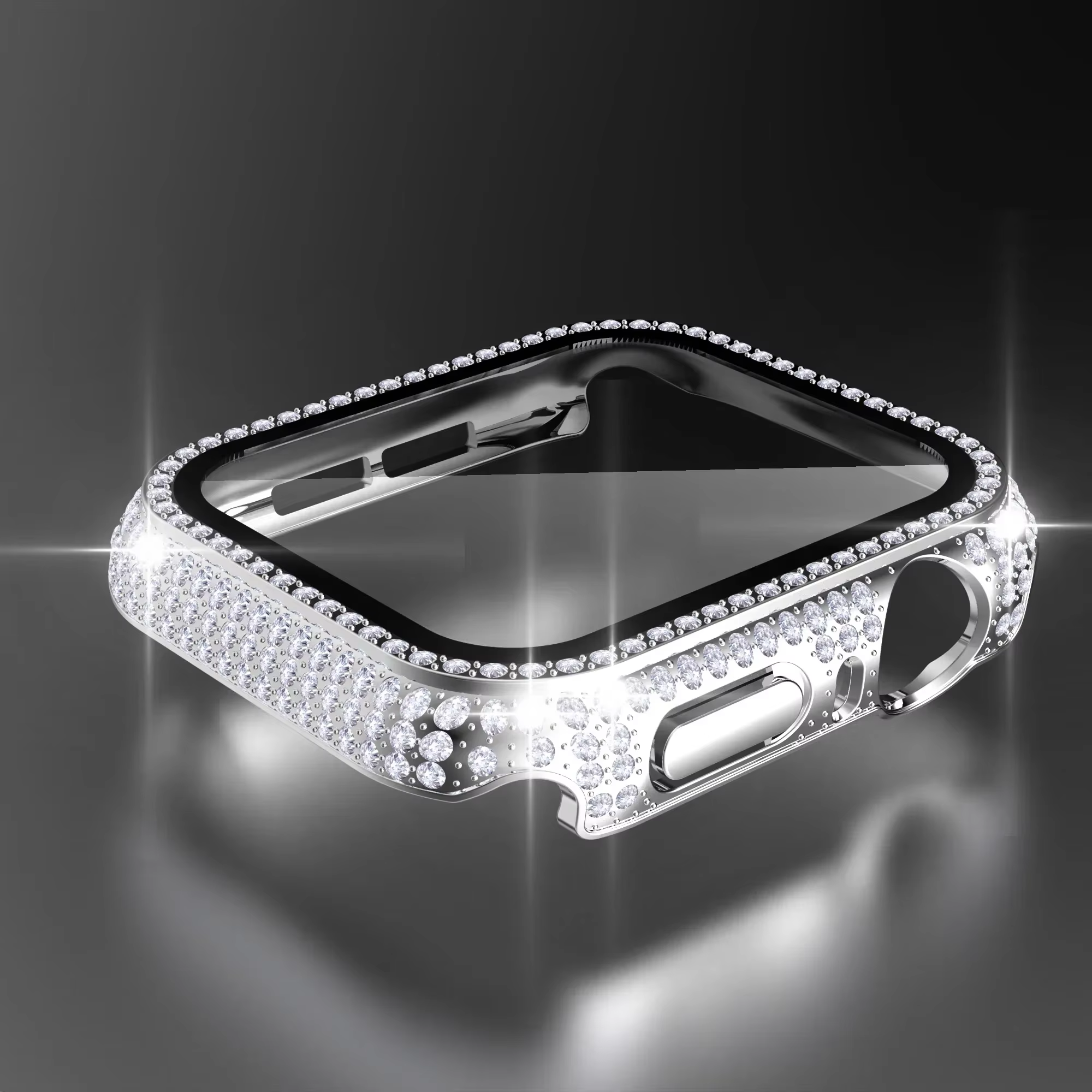 Rhinestone Decor Tempered Glass Screen Protector Watch Case for Apple Watch 38/4