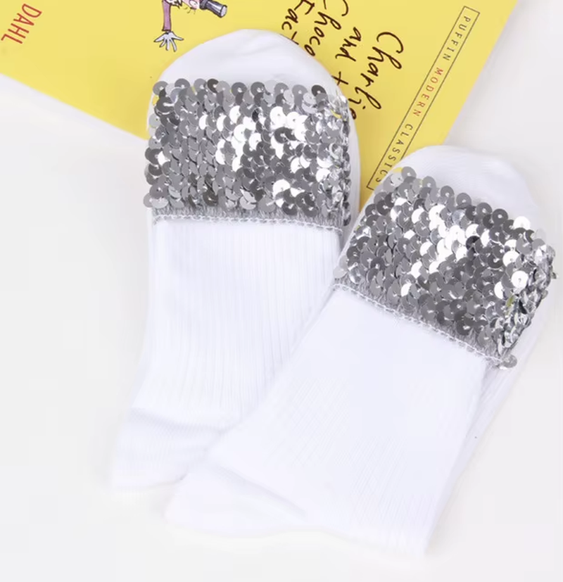 Thumbnail: Fashion Short Glitter Socks Women Vintage Cotton Shiny Socks Harajuku Soft Cute 