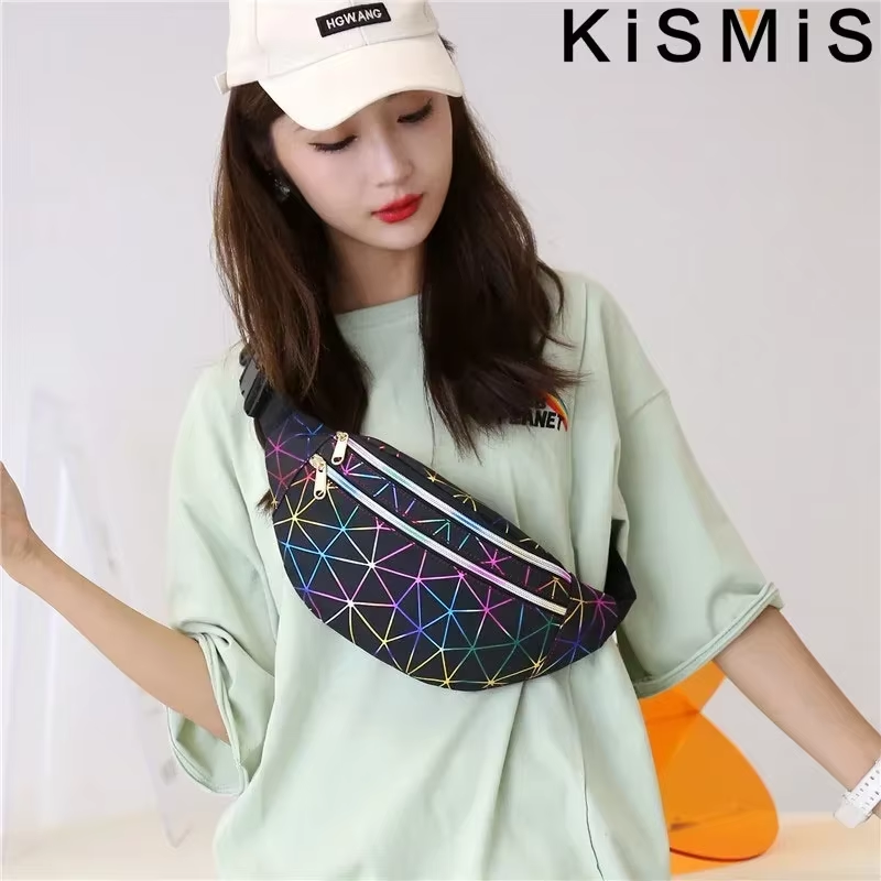 Thumbnail: KISMIS Holographic Waist Pack Bags for Women Glitter Fanny Pack Waterproof Belt 