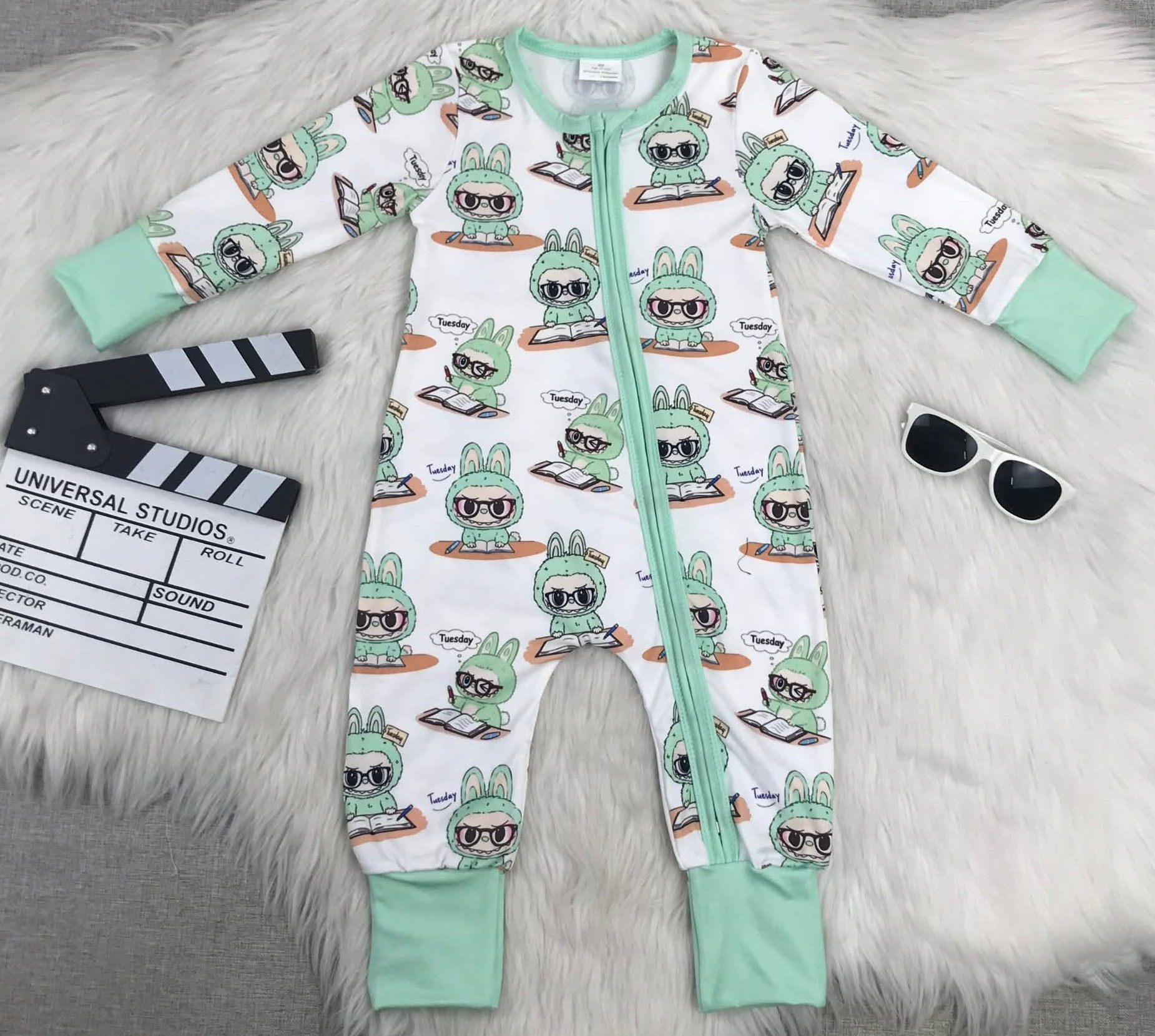 Labubu Mint Bamboo Sleep Romper