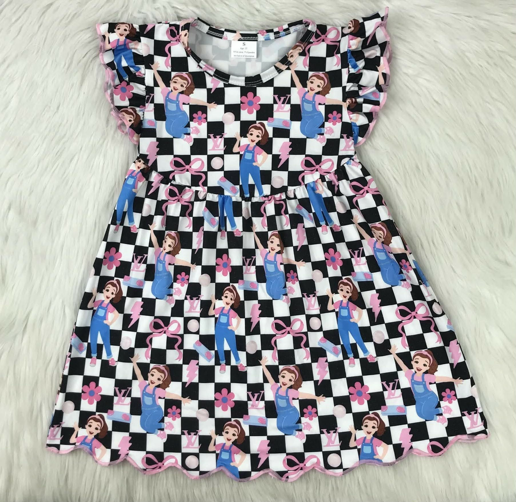 Ms. Rachel Wave Hem Flutter Sleeve Dress
