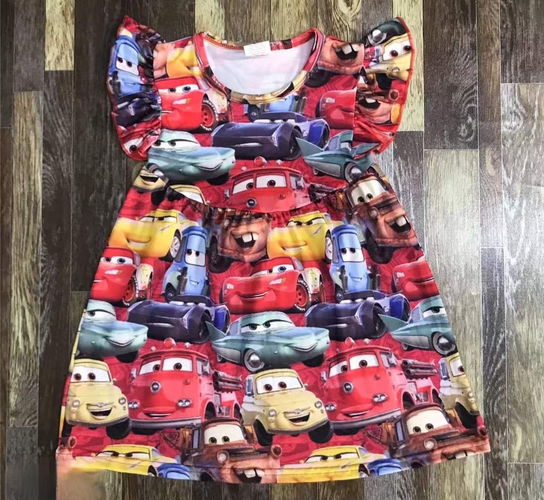 Cars Print Summer Dress