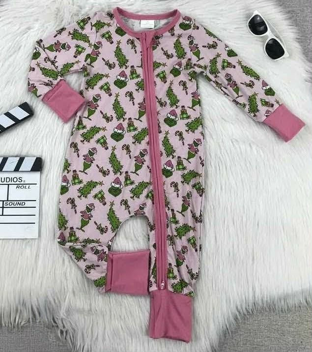 The Grinch Pink Bamboo Sleep Romper
