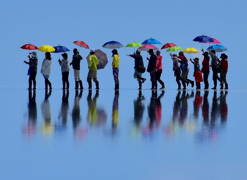 Tour Group on the Salt Flats of Uyuni