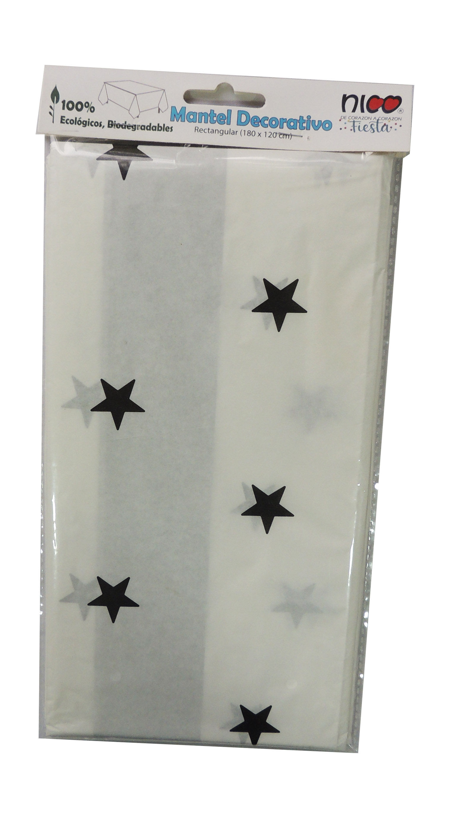 MANTEL DE PAPEL 180 X 1.20 MTS BLANCO CON ESTRELLAS