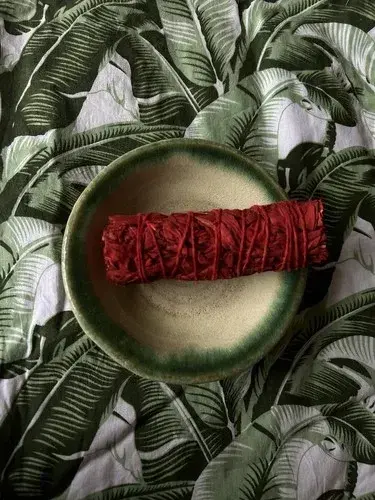 Thumbnail: Smudge stick - White Sage dipped in dragons blood resin - small