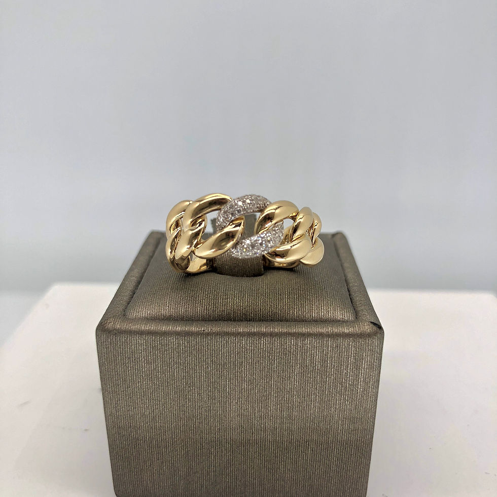 Single Diamond Link Gold Chain Ring
