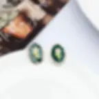 Green Enamel Flower Frame Stud