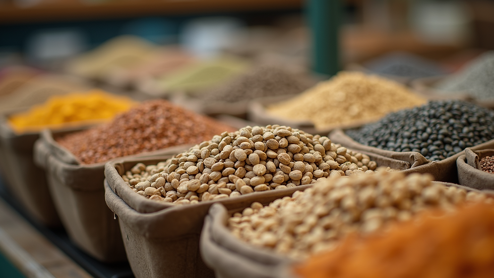 Close-up view of seeds in organized containers